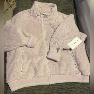 NWT Athleta Tugga Sherpa Jacket 3X 24W 26W Shasta Purple Zip Pockets Rib Trim
